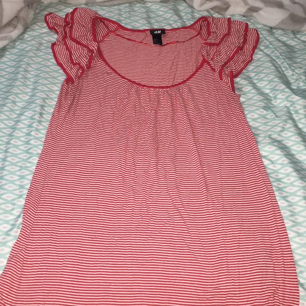 Red and White Stripes H&M Blouse